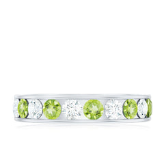 Certified Real Peridot Half Eternity Ring for Women