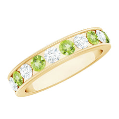 Certified Real Peridot Half Eternity Ring for Women