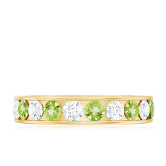 Certified Real Peridot Half Eternity Ring for Women