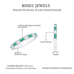 Baguette Cut Lab Grown Emerald and Diamond Band Ring