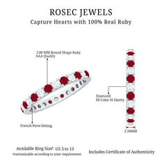 Natural Ruby Eternity Ring with Diamond for Women