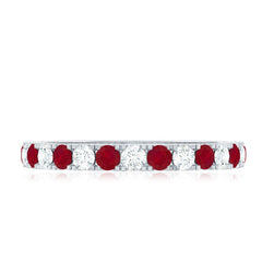 Natural Ruby Eternity Ring with Diamond for Women