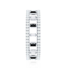 Baguette Cut Black Spinel and Moissanite Wedding Band
