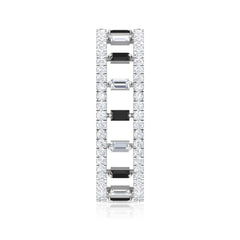 Baguette Cut Black Spinel and Moissanite Wedding Band