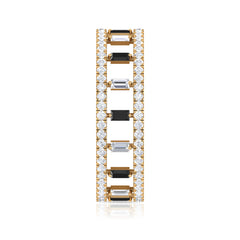 Baguette Cut Black Spinel and Moissanite Wedding Band