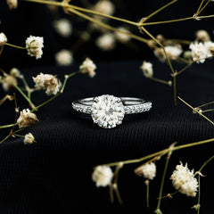 2.25 CT Round Cut Moissanite Engagement Ring in 4 Prong Setting