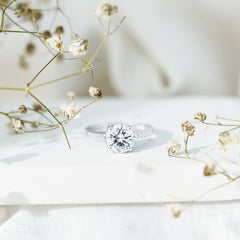 2.25 CT Round Cut Moissanite Engagement Ring in 4 Prong Setting
