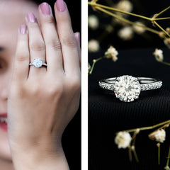 2.25 CT Round Cut Moissanite Engagement Ring in 4 Prong Setting