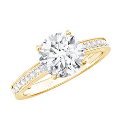 2.25 CT Round Cut Moissanite Engagement Ring in 4 Prong Setting