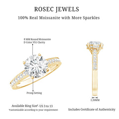 2.25 CT Round Cut Moissanite Engagement Ring in 4 Prong Setting