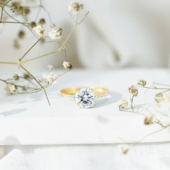 2.25 CT Round Cut Moissanite Engagement Ring in 4 Prong Setting