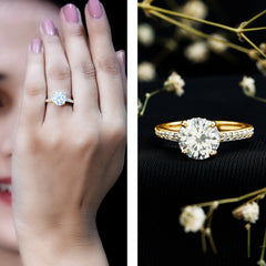 2.25 CT Round Cut Moissanite Engagement Ring in 4 Prong Setting