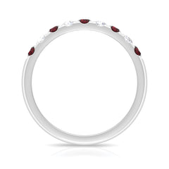 Genuine Garnet Diamond Half Eternity Wedding Ring