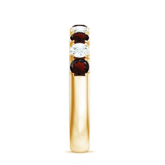 Genuine Garnet Diamond Half Eternity Wedding Ring