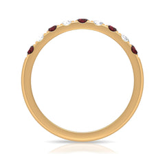 Genuine Garnet Diamond Half Eternity Wedding Ring