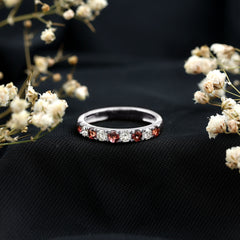 Natural Pink Tourmaline and Diamond Wedding Band Ring