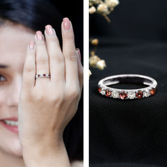 Natural Pink Tourmaline and Diamond Wedding Band Ring