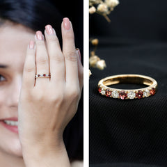 Natural Pink Tourmaline and Diamond Wedding Band Ring