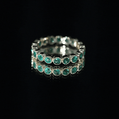 Milgrain Bezel Set Round Emerald Eternity Wedding Band