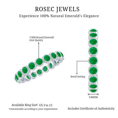 Milgrain Bezel Set Round Emerald Eternity Wedding Band