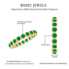 Milgrain Bezel Set Round Emerald Eternity Wedding Band