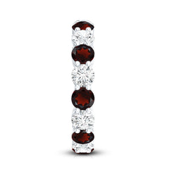 Natural Garnet Eternity Wedding Ring with Moissanite