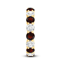 Natural Garnet Eternity Wedding Ring with Moissanite