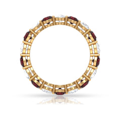 Natural Garnet Eternity Wedding Ring with Moissanite