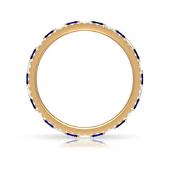 Baguette Cut Lab Grown Blue Sapphire and Moissanite Wedding Band