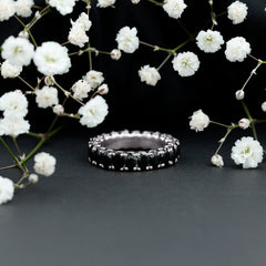 Oval Shaped Black Onyx Wedding Band for Women