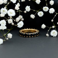 Oval Shaped Black Onyx Wedding Band for Women