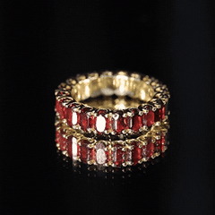Certified Natural Oval Garnet Eternity Ring for Wedding