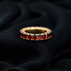 Certified Natural Oval Garnet Eternity Ring for Wedding