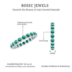 Certified Lab Created Emerald Full Eternity Band Ring in Bezel Setting