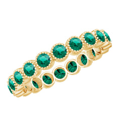 Certified Lab Created Emerald Full Eternity Band Ring in Bezel Setting