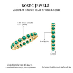Certified Lab Created Emerald Full Eternity Band Ring in Bezel Setting