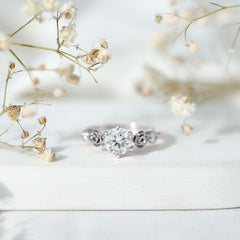 Brilliant Cut Moissanite Rose Engagement Ring For Women