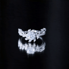 Moissanite Flower Engagement Ring
