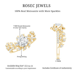 Moissanite Flower Engagement Ring