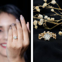 Moissanite Flower Engagement Ring