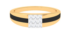 Certified Real Diamond Mens Engagement Band with Black Enamel