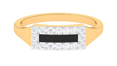 Natural Mens Diamond Band Ring with Black Enamel