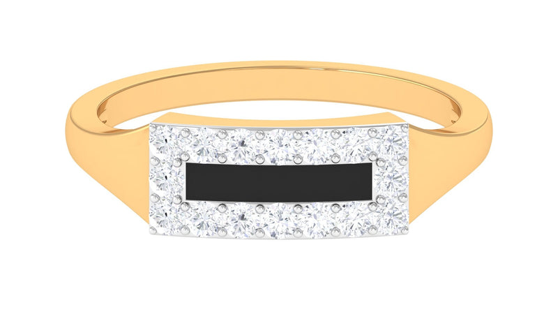 Natural Mens Diamond Band Ring with Black Enamel