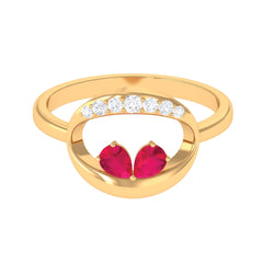 Contemporary Ruby Toi Et Moi Ring with Diamond