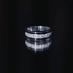 Natural Diamond and Enamel Wedding Band for Men
