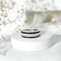 Natural Diamond and Enamel Wedding Band for Men