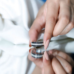Natural Diamond and Enamel Wedding Band for Men