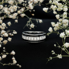 Natural Diamond and Enamel Wedding Band for Men