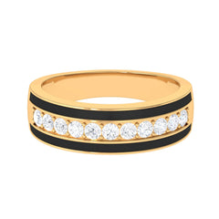 Natural Diamond and Enamel Wedding Band for Men