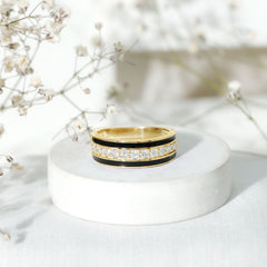 Natural Diamond and Enamel Wedding Band for Men